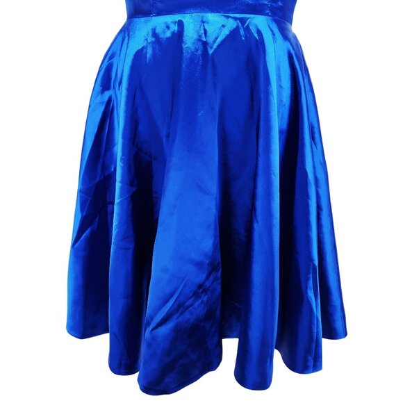 Strappy Blue Satin Fit Flare Mini Dress With Cut-Out Sides Z.Dreamer Size 6 - Picture 8 of 13